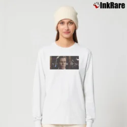 Women’s American Psycho Christian Bale Meme Long-Sleeve Top in white | Sleek, Versatile, All-Season