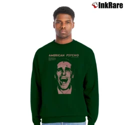 Men’s American Psycho Christian Bale Crewneck Sweatshirt in forest green | Cozy Fabric, Clean Style