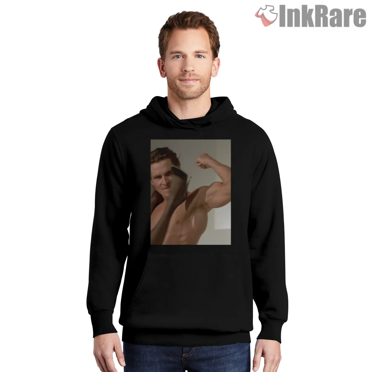 American Psycho Flex And Heels Power Scene Shirt on black hoodie for men graphic tee