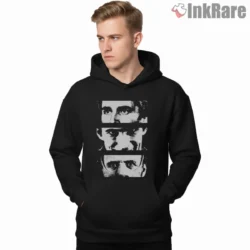 American Psycho Fragmented Psycho Eyes Shirt on black hoodie for men graphic tee