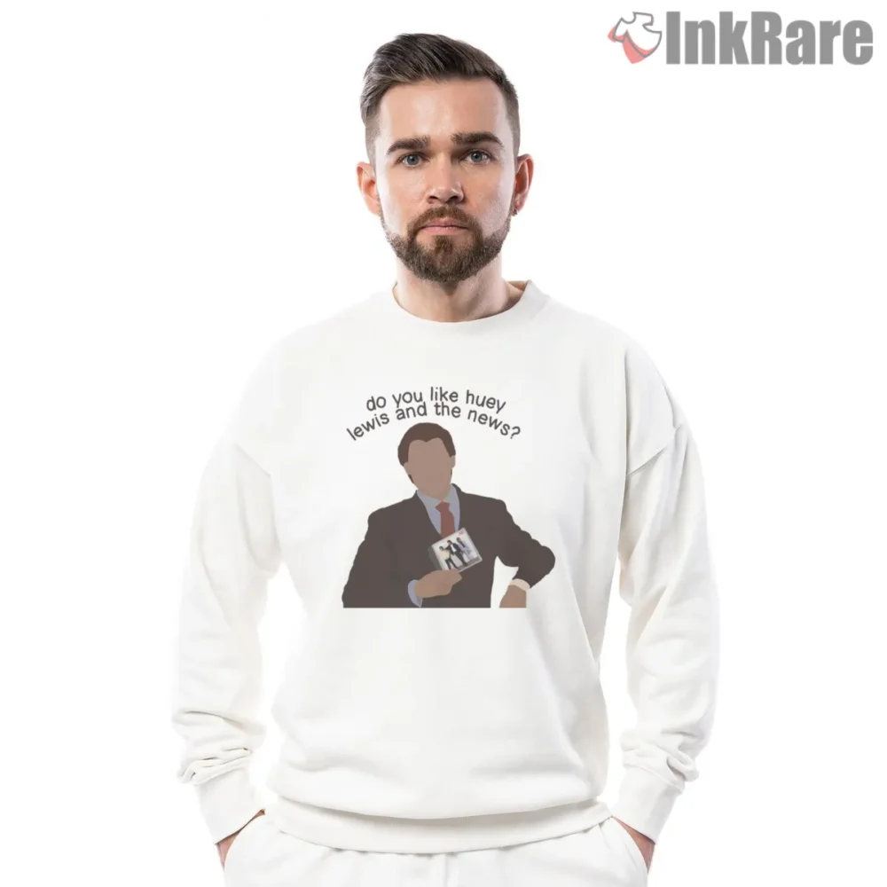 American Psycho Hey Paul Huey Lewis Scene Shirt on graphic shirt for men graphic tee