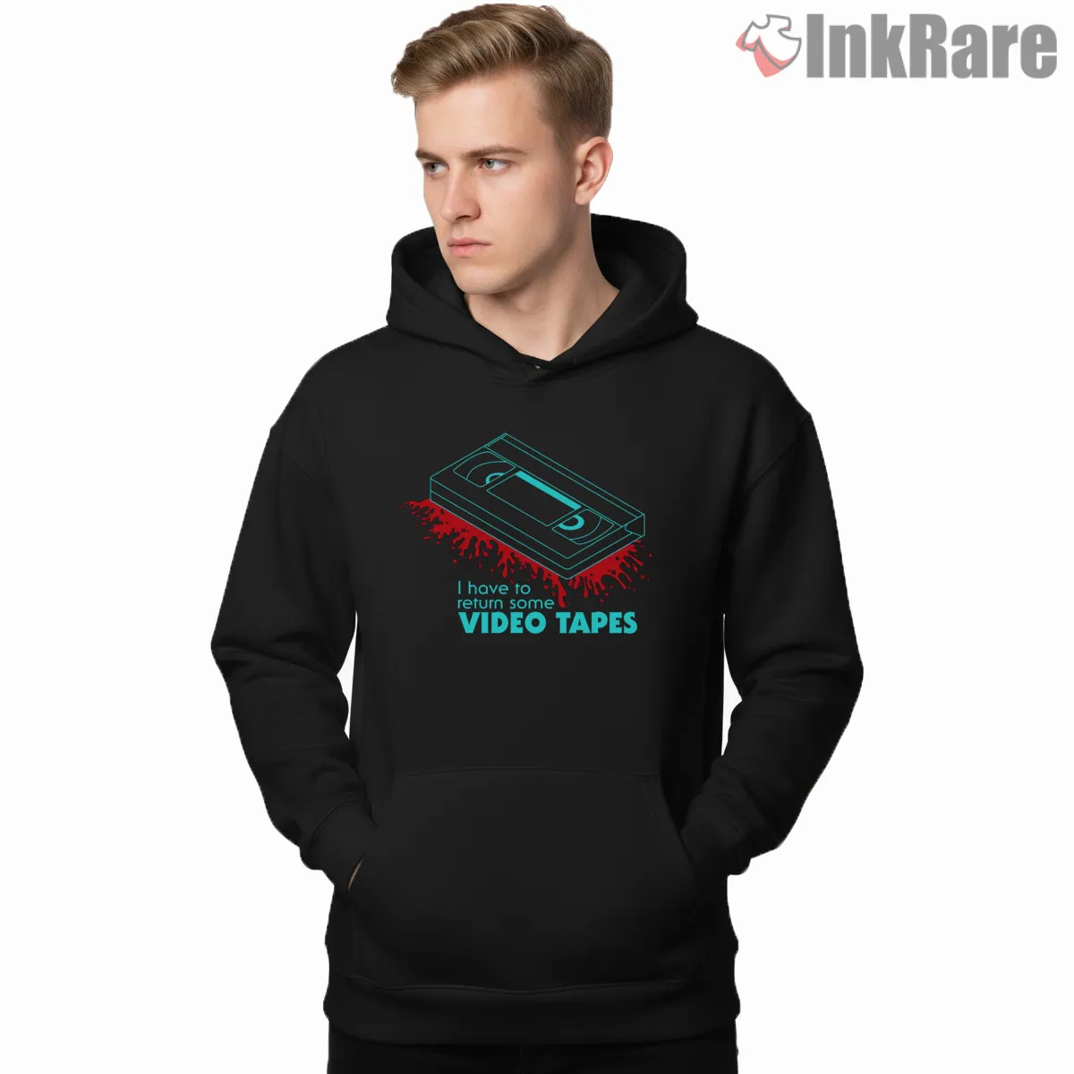 American Psycho I Have To Return Some Video Tapes Shirt on black hoodie for men graphic tee