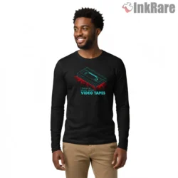 American Psycho I Have To Return Some Video Tapes Shirt on black long sleeve shirt for men graphic tee