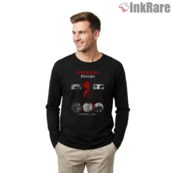 American Psycho I Simply Am Not There Montage Shirt on black long sleeve shirt for men graphic tee