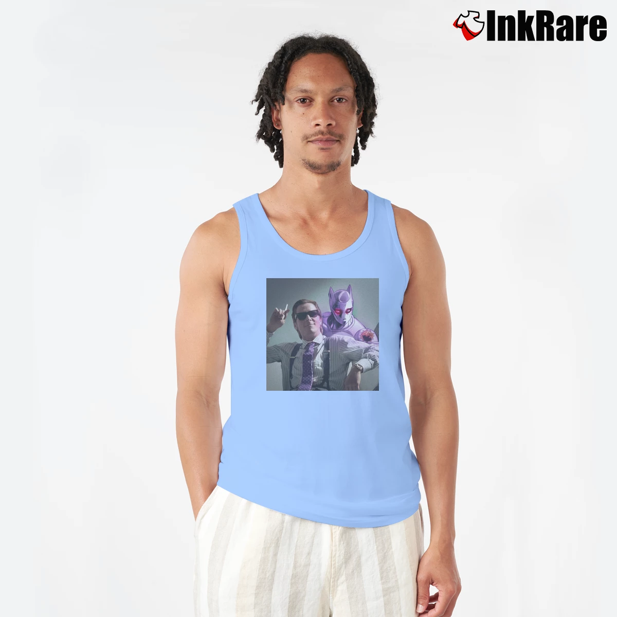 American Psycho Jojo Men’s Performance Tank in light blue – Lightweight Comfort Men’s American Psycho Jojo Tank Top in light blue | Breathable, Active-Friendly Design
