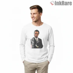 American Psycho Knife Shadow Silhouette Shirt on white long sleeve shirt for men graphic tee