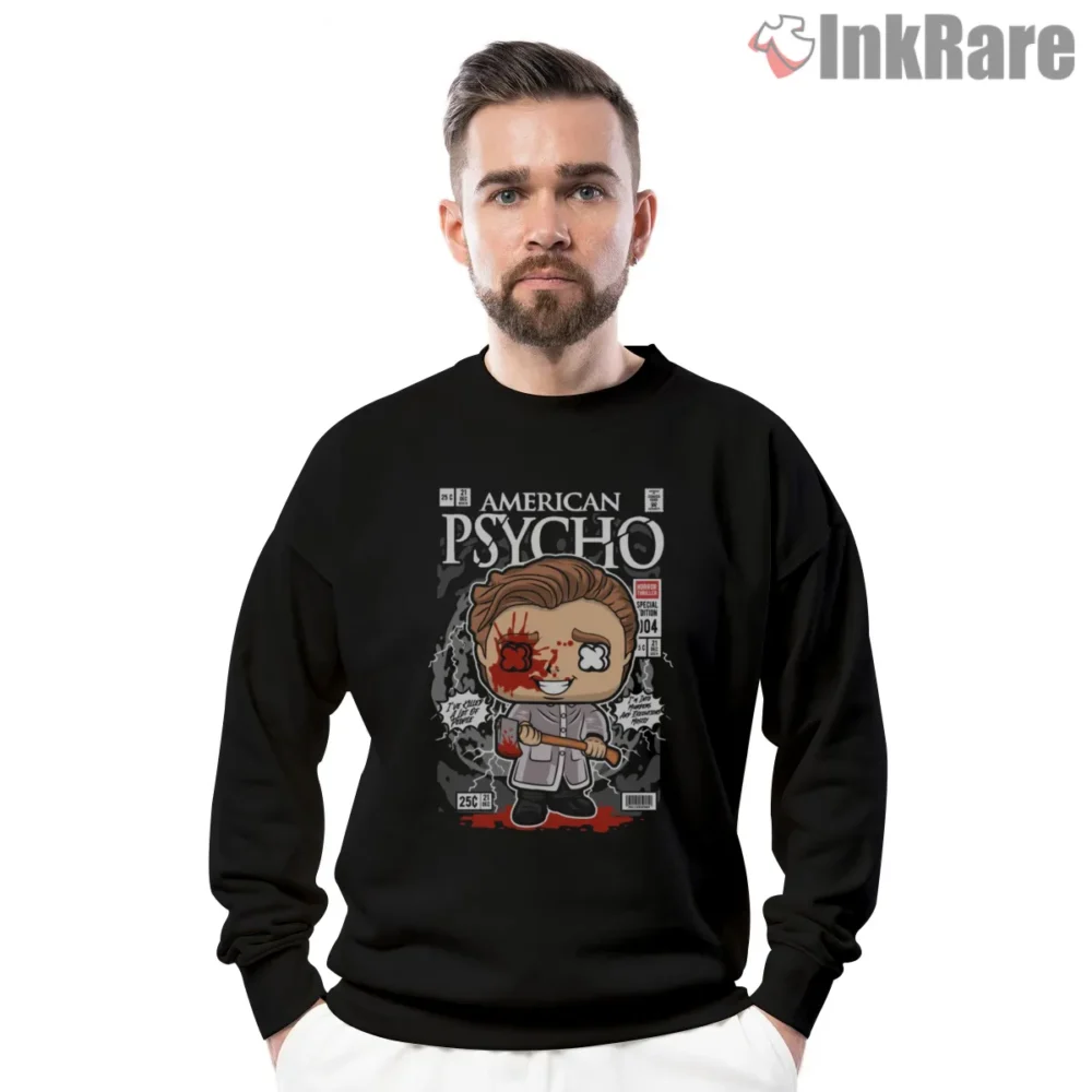 American Psycho Nineties Chibi Patrick Bateman Shirt on graphic shirt for men graphic tee