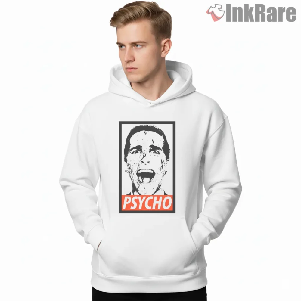American Psycho Obey Style Scream Icon Shirt on white hoodie for men graphic tee