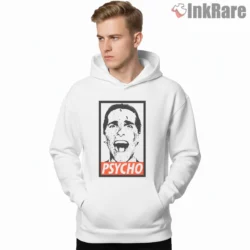 American Psycho Obey Style Scream Icon Shirt on white hoodie for men graphic tee