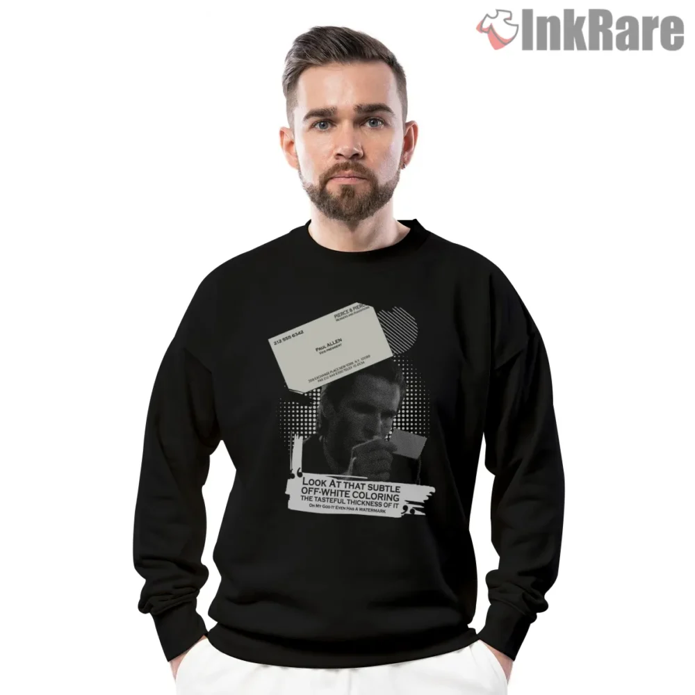 American Psycho Paul Allen Business Card Scene Shirt on graphic shirt for men graphic tee