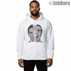 American Psycho Split Personality Portrait Shirt on white hoodie for men graphic tee