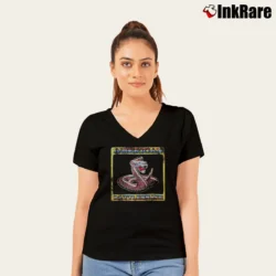 Women’s American Rattlesnake Tour Muscle V-Neck Tee in black | Chic Neckline, Soft Texture