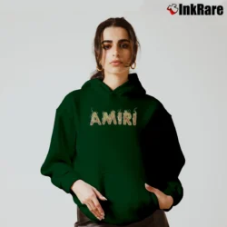 Women’s Amiri Flame Logo Black Graphic Cozy Hoodie in forest green | Warm, Structured, Stylish