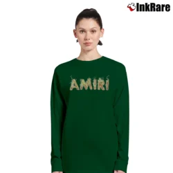 Women’s Amiri Flame Logo Black Graphic Long-Sleeve Top in forest green | Sleek, Versatile, All-Season