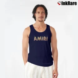 Men’s Amiri Flame Logo Black Graphic Tank Top in navy | Breathable, Active-Friendly Design