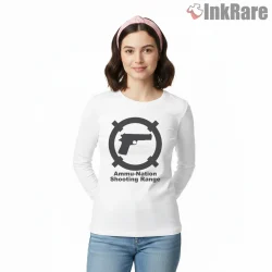 Ammu Nation Shooting Range Icon Logo Gta Weapon Store Shirt on white long sleeve shirt for women graphic tee