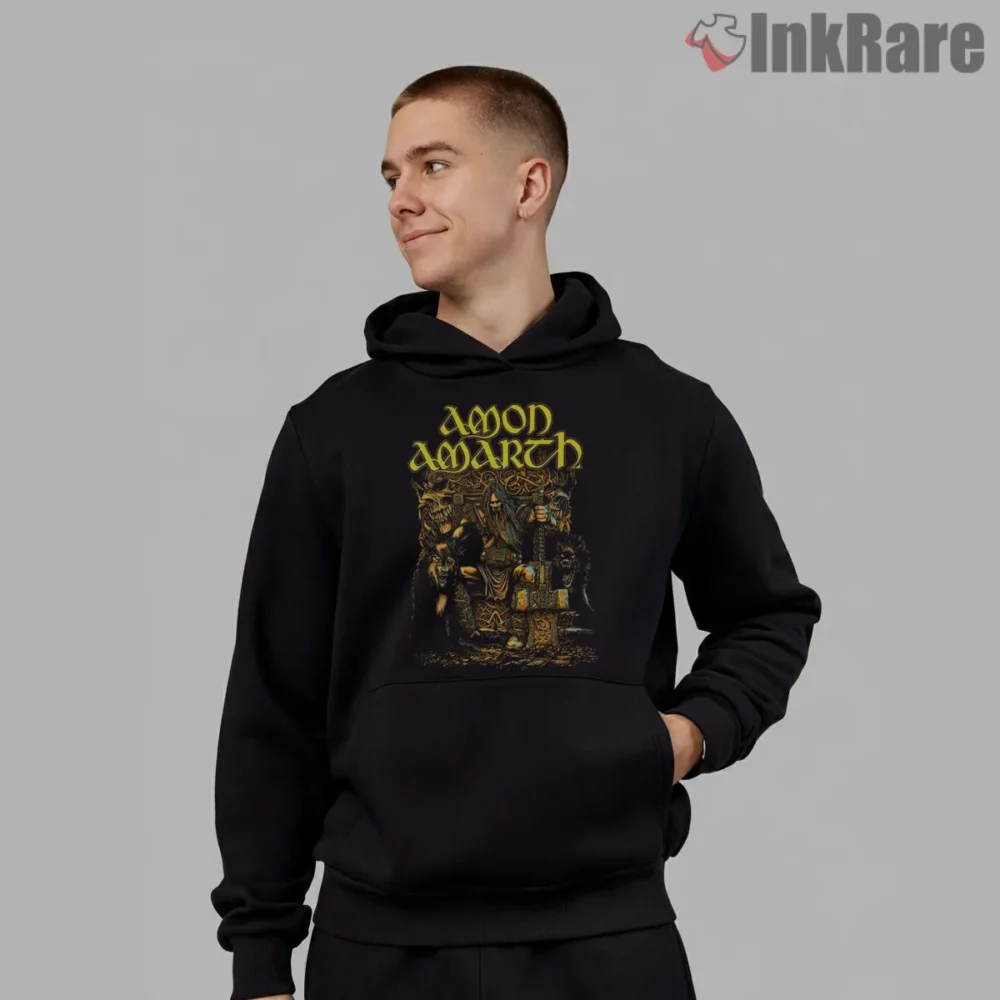 Amon Amarth Ancient Throne Guardians Shirt on black hoodie for men graphic tee