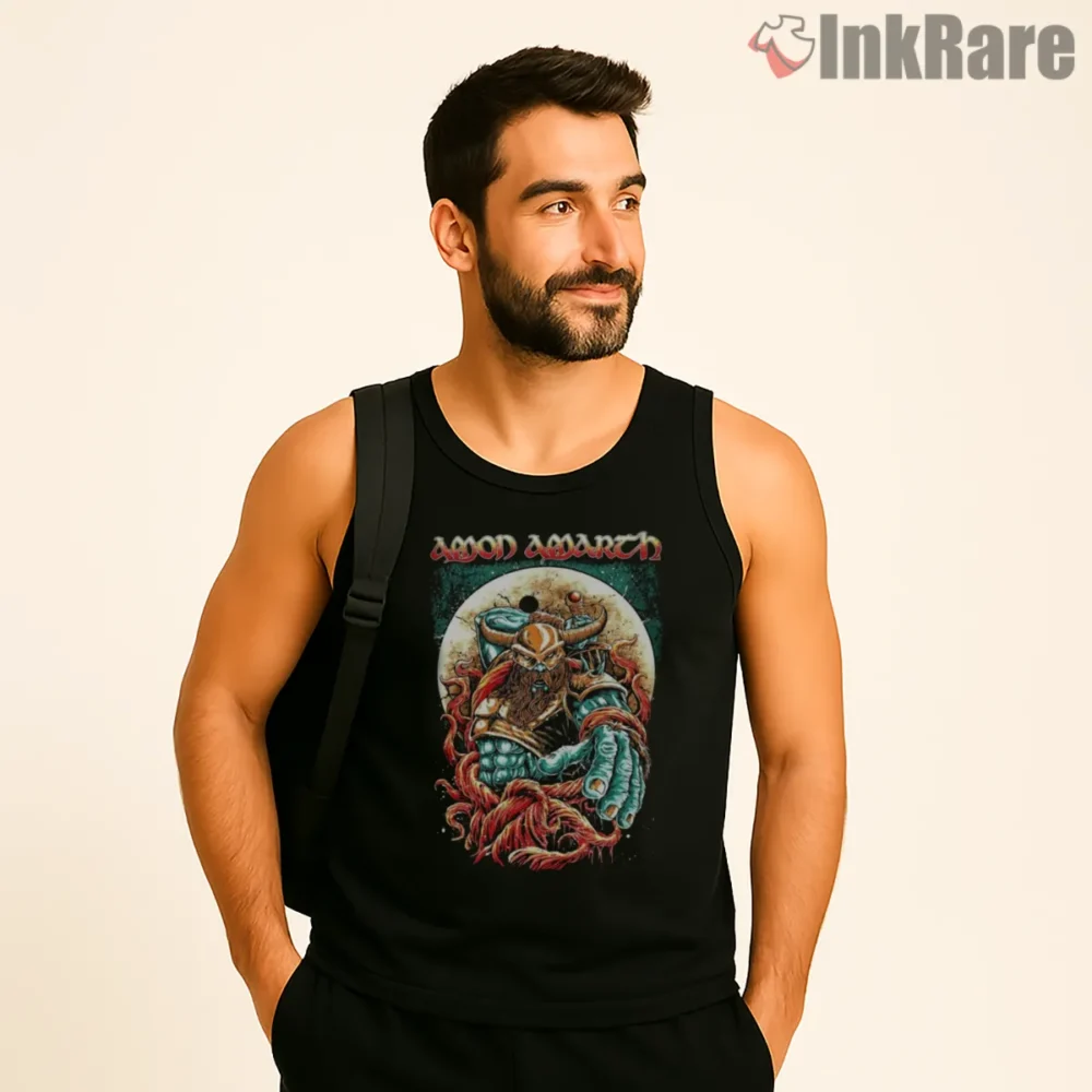 Amon Amarth Ocean Warrior Mythic Saga Shirt on black tank top for men graphic tee
