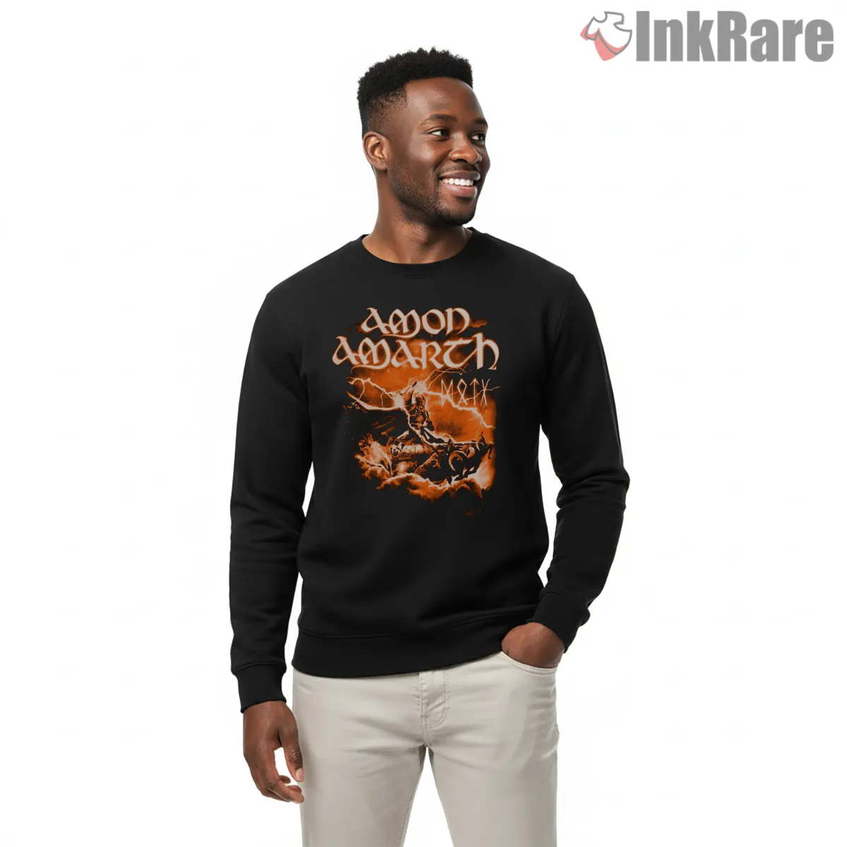 Amon Amarth Orange Storm Rider Silhouette Shirt Amon Amarth Orange Storm Rider Silhouette Shirt on graphic shirt for men graphic tee