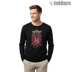 Amon Amarth Rose Chapel Guitar Art Shirt on black long sleeve shirt for men graphic tee