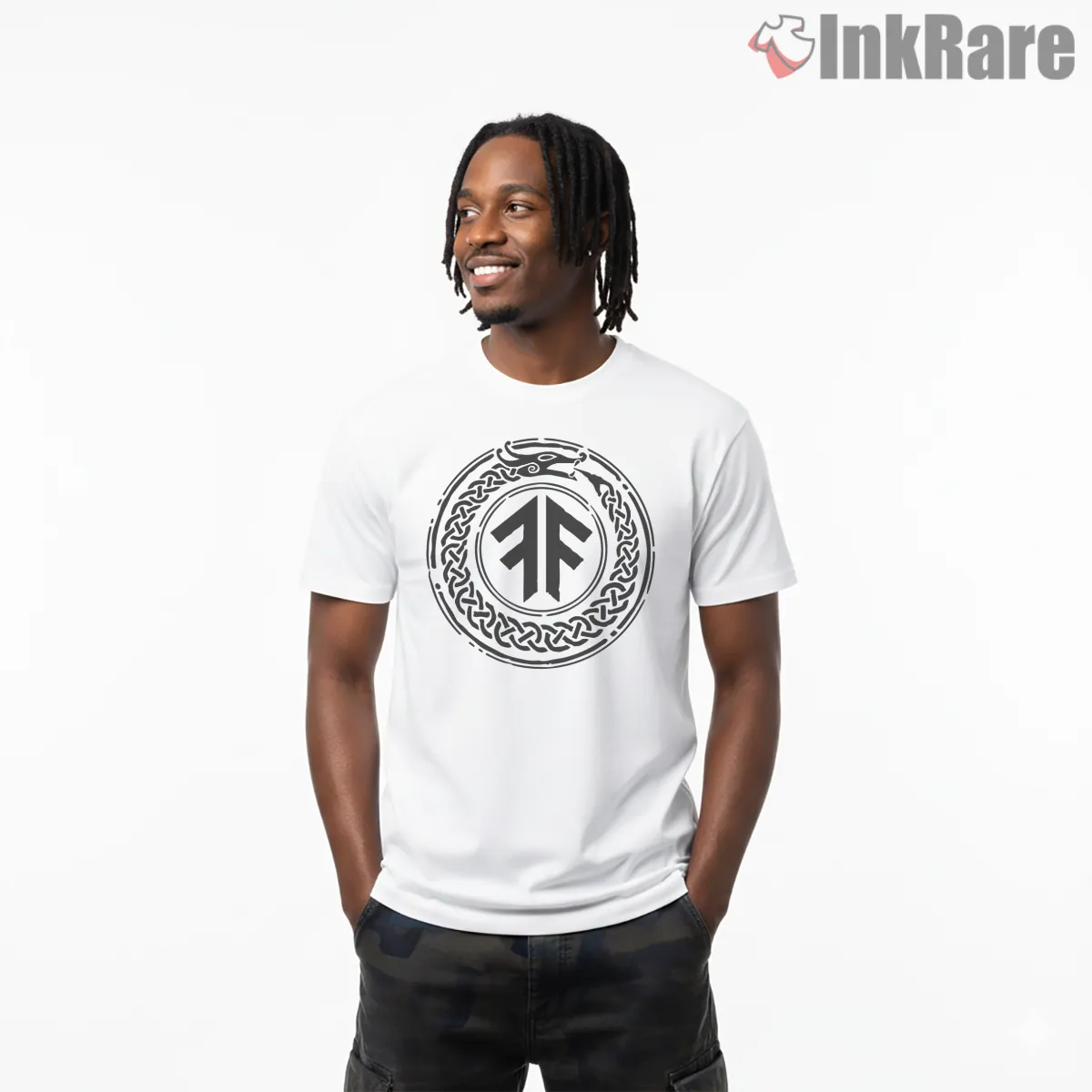 Amon Amarth Rune Circle Crest Shirt on white short sleeve shirt for men graphic tee