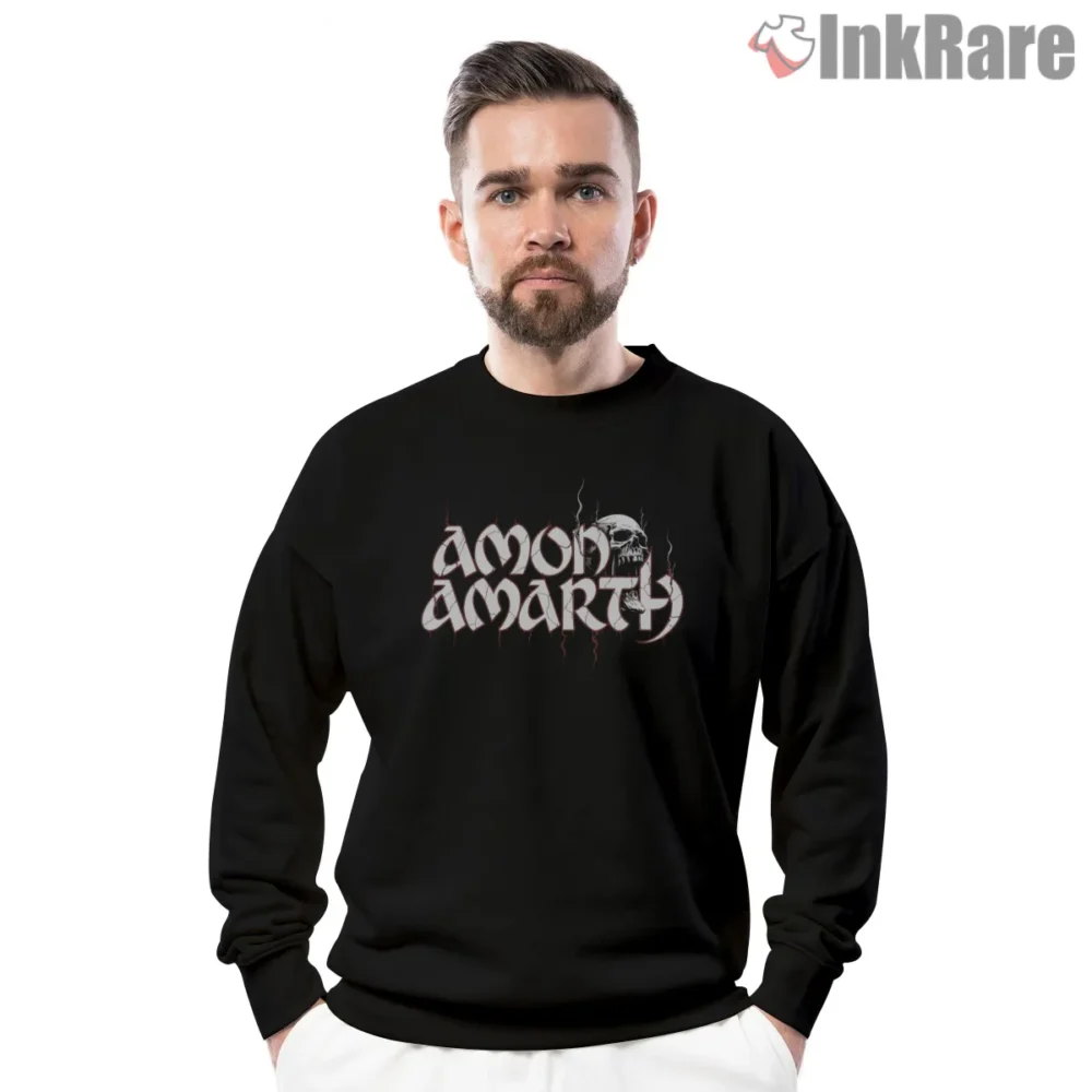 Amon Amarth Skull Smoke Logo Shirt on graphic shirt for men graphic tee
