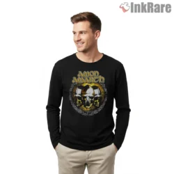 Amon Amarth Triple Helm Golden Skulls Shirt on black long sleeve shirt for men graphic tee