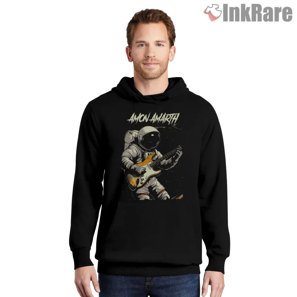 Amon Amarth Viking Astronaut Fan Art Shirt on black hoodie for men graphic tee