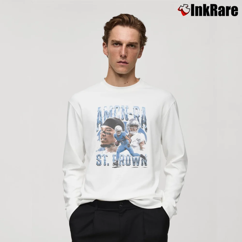 Men’s Amon - Ra St. Brown Detroit Lions Vintage Long-Sleeve Shirt in white | Sleek, Lightweight, Year-Round Wear