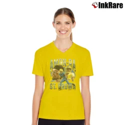Women’s Amon - Ra St. Brown Detroit Lions Vintage V-Neck Tee in yellow | Chic Neckline, Soft Texture