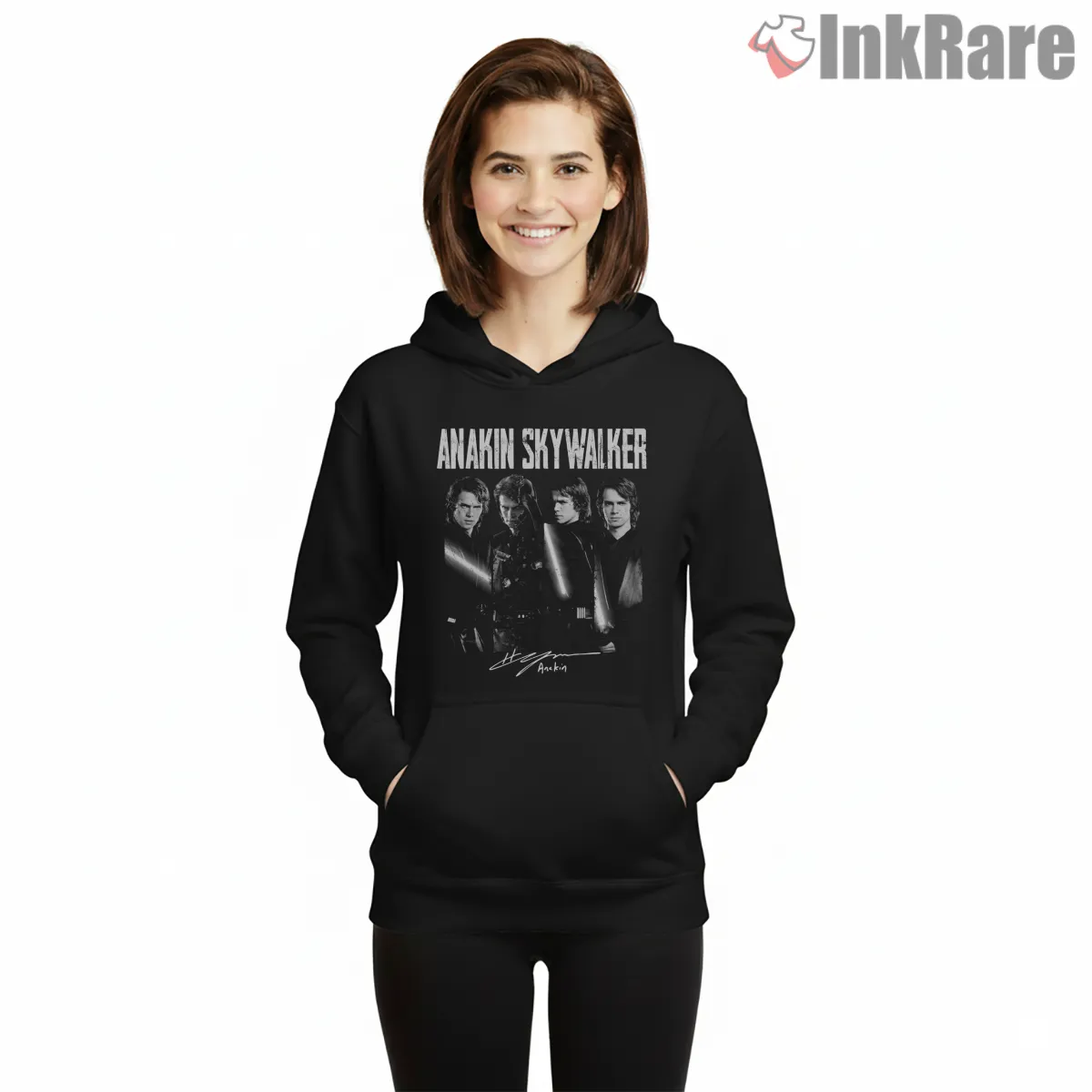 Anakin Skywalker Retro 90s Portrait Shirt on black hoodie for women graphic tee