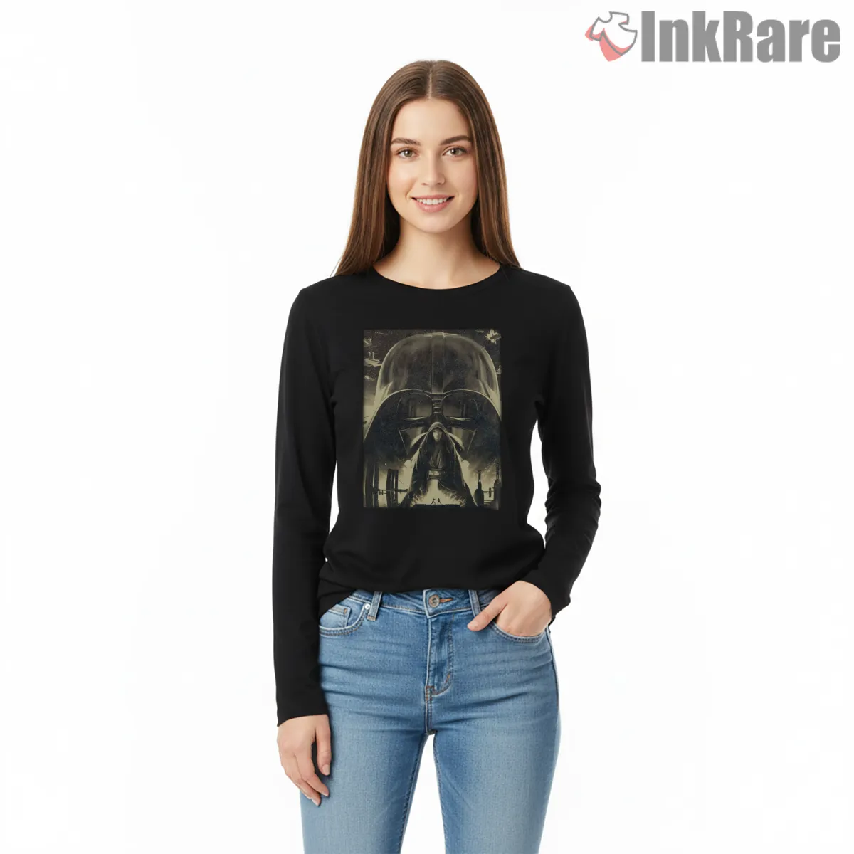 Anakin Skywalker Vintage Jedi Tribute Long Sleeve Black Anakin Skywalker Vintage Jedi Tribute Shirt on black long sleeve shirt for women graphic tee