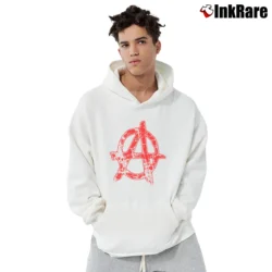 Men’s Anarchy Punk Graphic Pullover Hoodie in white | Cozy, Durable, Modern Fit