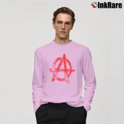 Men’s Anarchy Punk Graphic Long-Sleeve Shirt in light pink | Sleek, Lightweight, Year-Round Wear