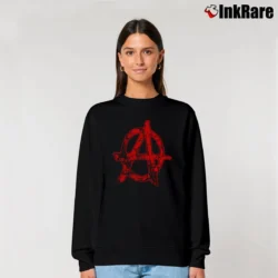 Women’s Anarchy Punk Graphic Relaxed Sweatshirt in black | Soft, Laid-Back Vibe