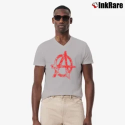 Men’s Anarchy Punk Graphic V-Neck Tee in sport grey | Sharp, Breathable, Everyday Staple