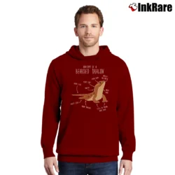 Men’s Anatomy Of A Bearded Dragon Lover Cute Pet Graphic Pullover Hoodie in maroon | Cozy, Durable, Modern Fit
