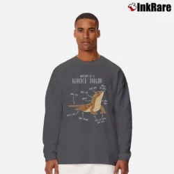 Men’s Anatomy Of A Bearded Dragon Lover Cute Pet Graphic Long-Sleeve Shirt in charcoal | Sleek, Lightweight, Year-Round Wear