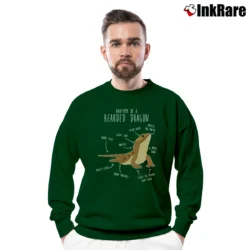 Men’s Anatomy Of A Bearded Dragon Lover Cute Pet Graphic Crewneck Sweatshirt in forest green | Cozy Fabric, Clean Style