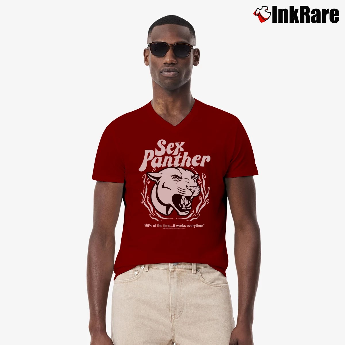 Anchorman Sex Panther Men’s V-Neck Tee in maroon – Modern Essential Men’s Anchorman Sex Panther V-Neck Tee in maroon | Sharp, Breathable, Everyday Staple
