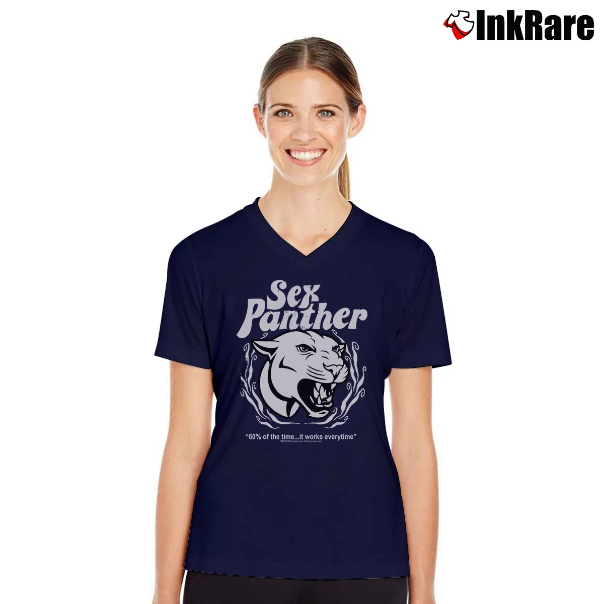 Anchorman Sex Panther Women’s V-Neck Tee in navy – Flattering Fit Women’s Anchorman Sex Panther V-Neck Tee in navy | Chic Neckline, Soft Texture