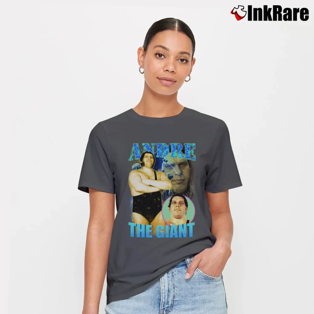 Women’s Andre The Giant Bootleg Signature T-Shirt in charcoal | Soft, Flattering Fit