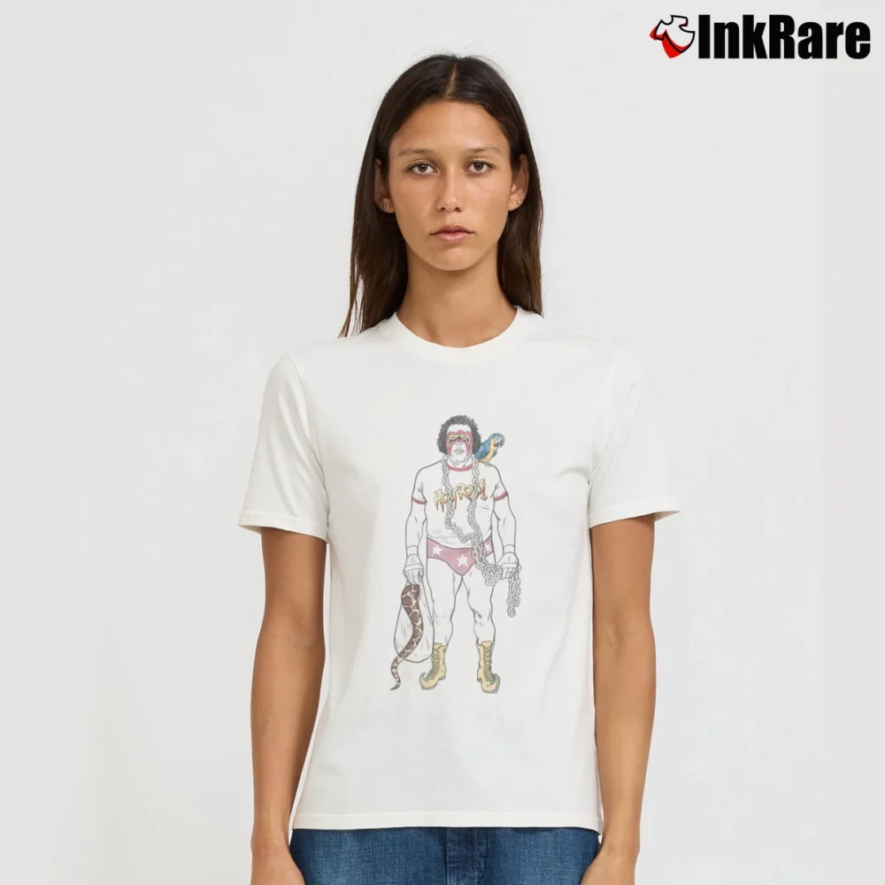 Women’s Andre The Giant Wrestler Signature T-Shirt in white | Soft, Flattering Fit