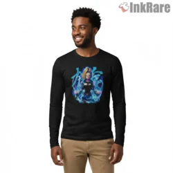 Android 18 Lightning Aura Warrior Shirt on black long sleeve shirt for men graphic tee