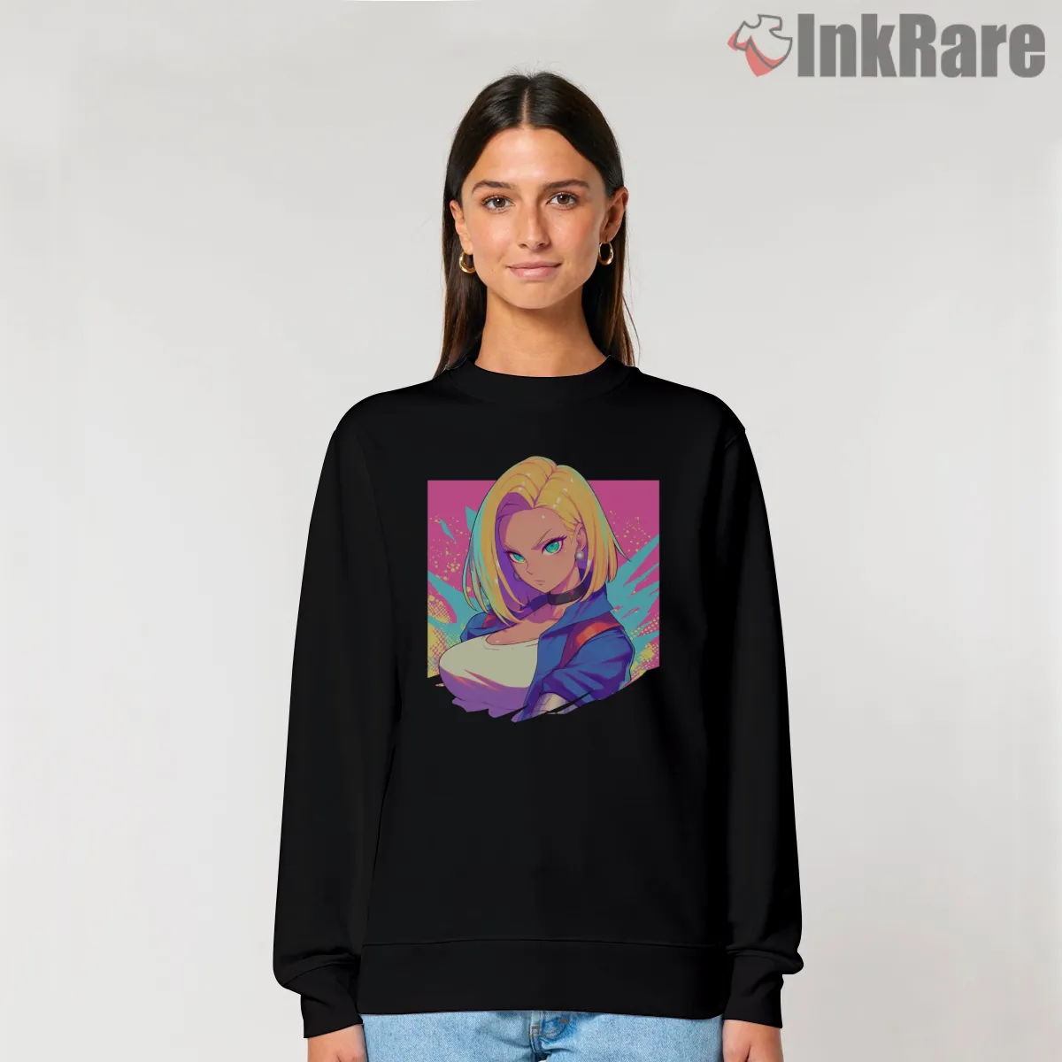 Android 18 Neon Pop Portrait Shirt Android 18 Neon Pop Portrait Shirt on graphic shirt for women graphic tee