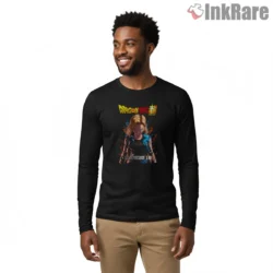 Android Eighteen Dragon Ball Super Energy Shirt on black long sleeve shirt for men graphic tee