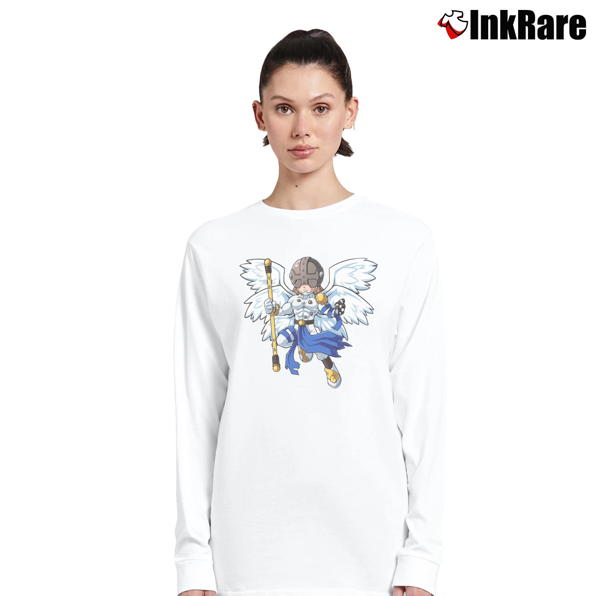 Women’s Angemon Digimon Long-Sleeve Top in white | Sleek, Versatile, All-Season