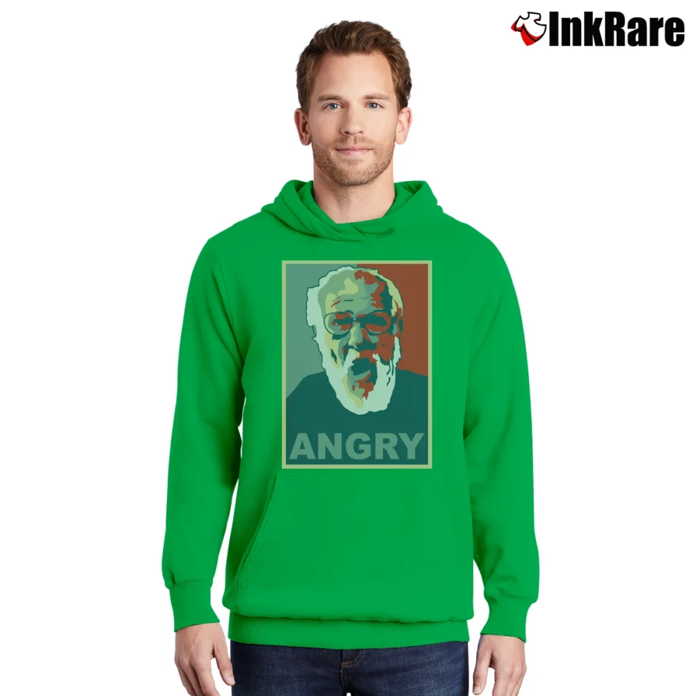 Men’s Angry Grandpa Meme Graphic Pullover Hoodie in irish green | Cozy, Durable, Modern Fit