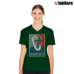 Women’s Angry Grandpa Meme Graphic V-Neck Tee in forest green | Chic Neckline, Soft Texture