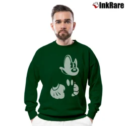 Men’s Angry Mickey Mouse Crewneck Sweatshirt in forest green | Cozy Fabric, Clean Style
